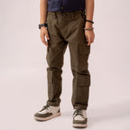 Boys twill cargo pants Olive BBT-0003