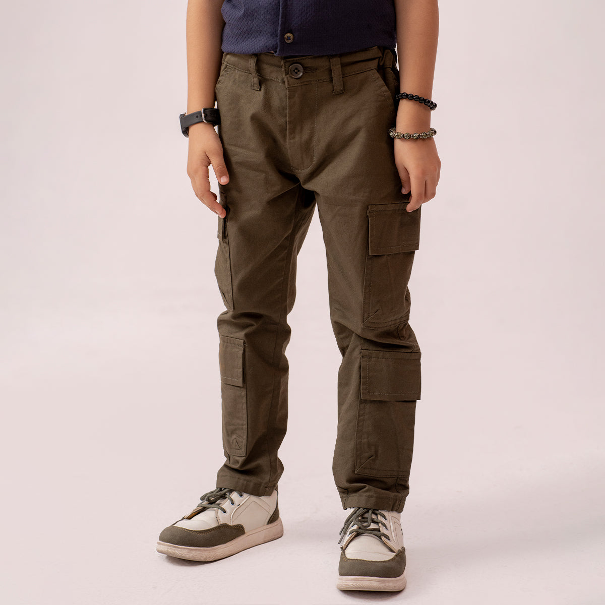Boys twill cargo pants Olive BBT-0003