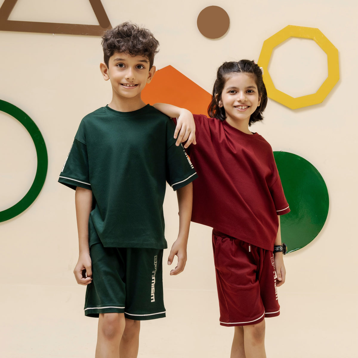 Girls maroon minimalist oversized co ord set - GSK0002