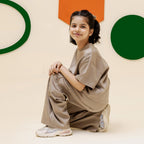 Girls light olive cargo oversized co ord set - GSK0003