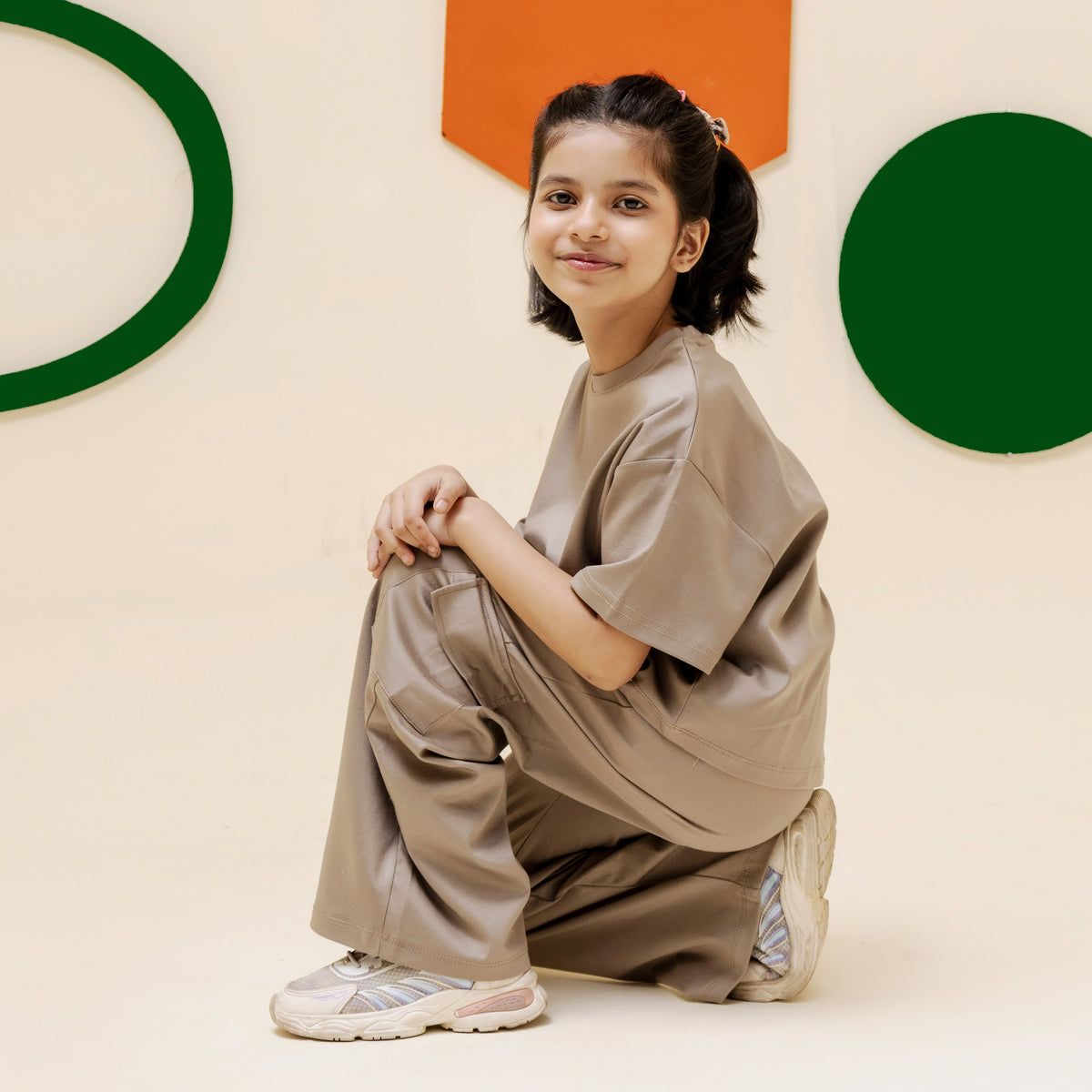 Girls light olive cargo oversized co ord set - GSK0003