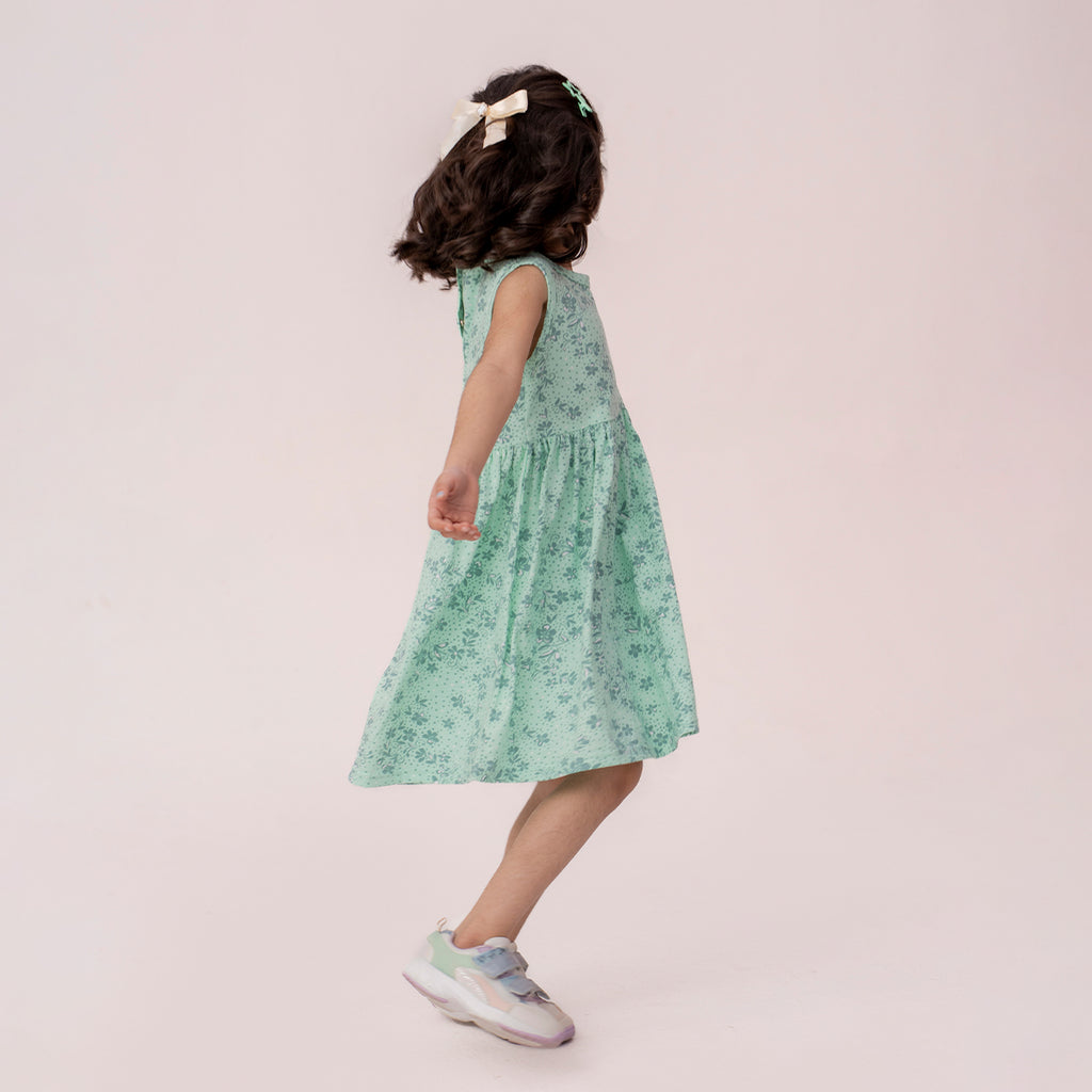 Girls green dress GTW-0009