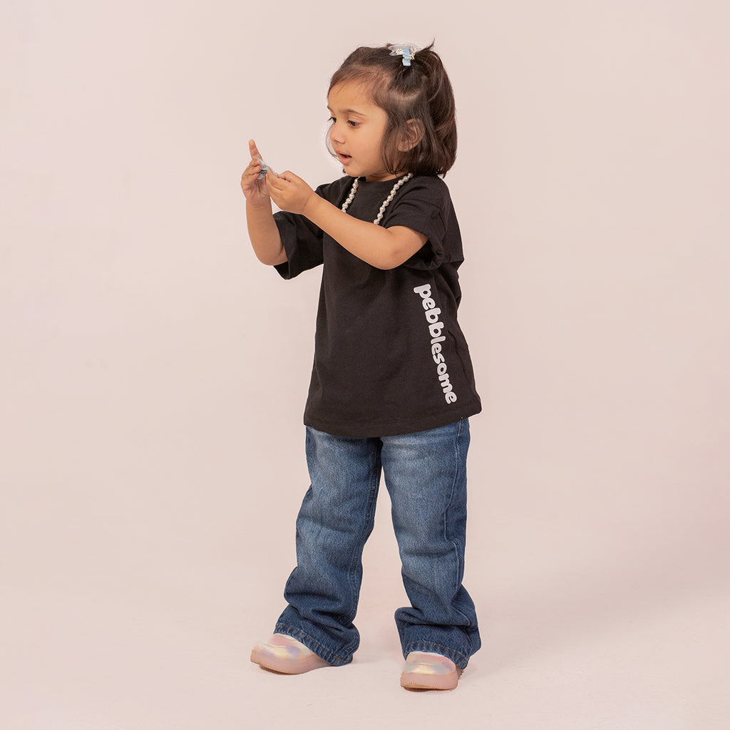 Girls oversized t-shirt Black BTK-0013