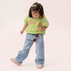 Girls green woven top GTW-0002