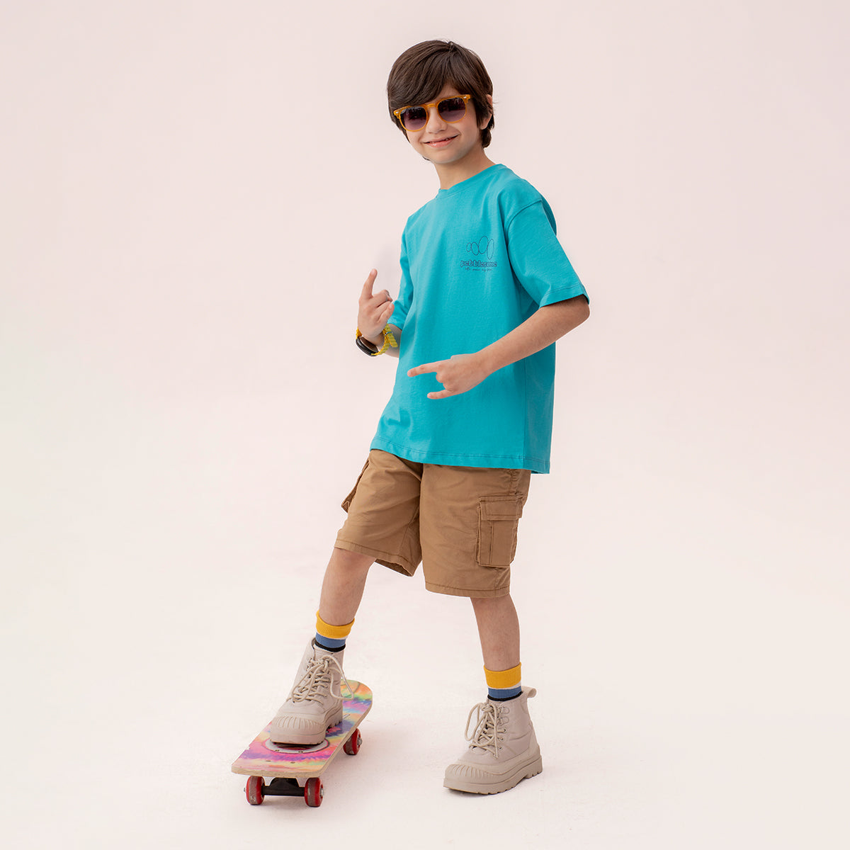 Boys turquoise oversized t-shirt BTK-0008