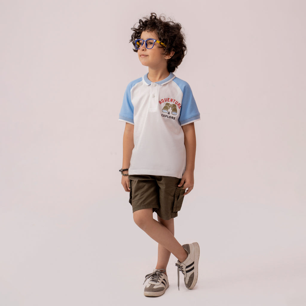 Boys white-sky blue polo shirt BTK-0001