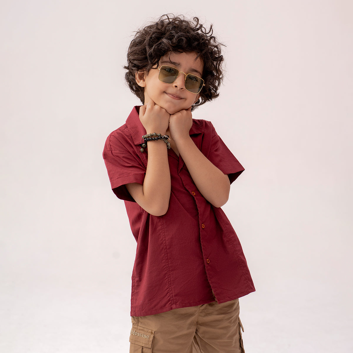Boys maroon resort collar half sleeve shirt BTW-0003