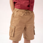Boys twill cargo shorts Tan BBT-0002