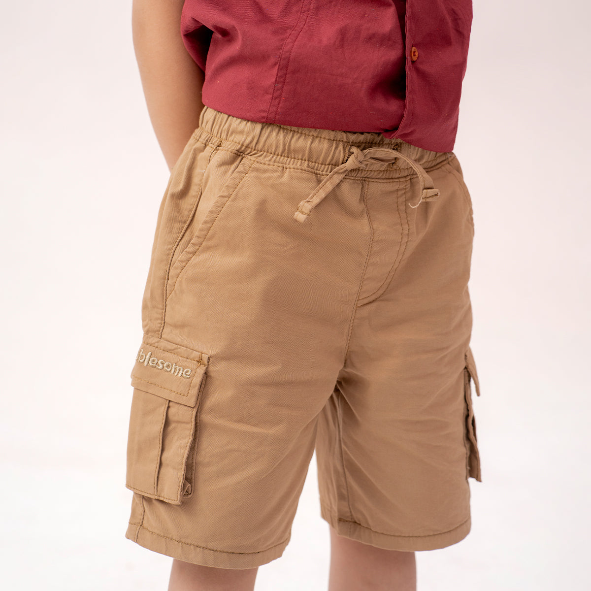 Boys twill cargo shorts Tan BBT-0002