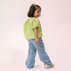 Girls green woven top GTW-0002