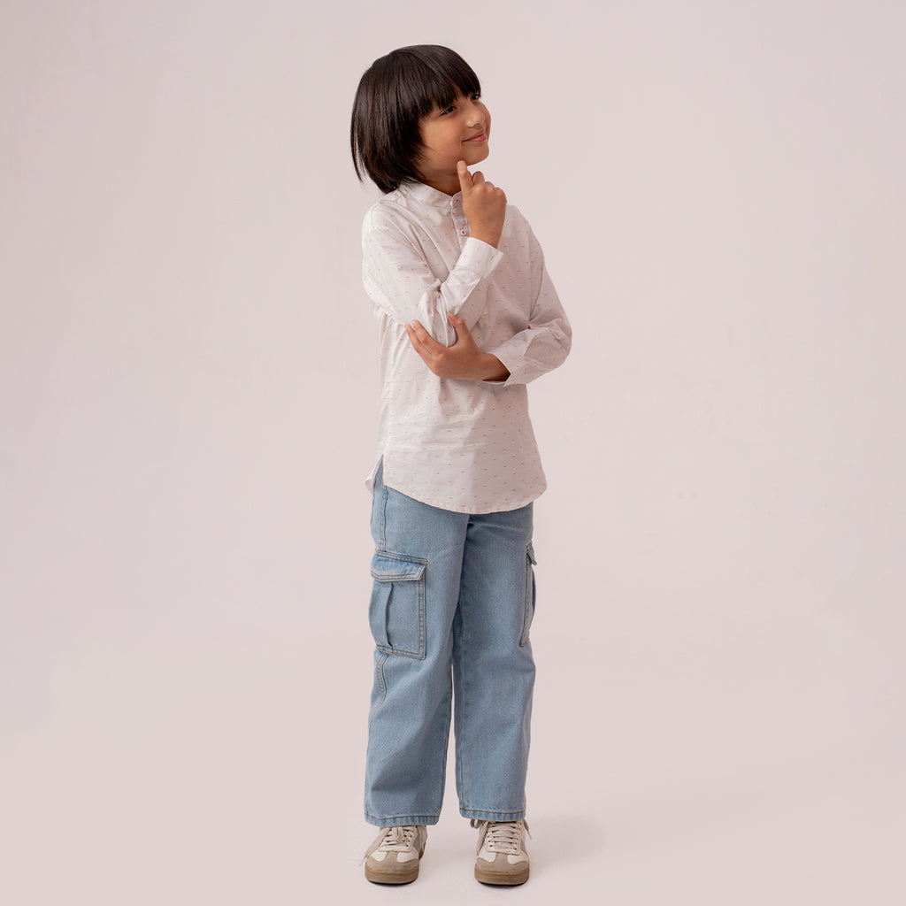 Boys white band collar full sleeve shirt BTW-0007