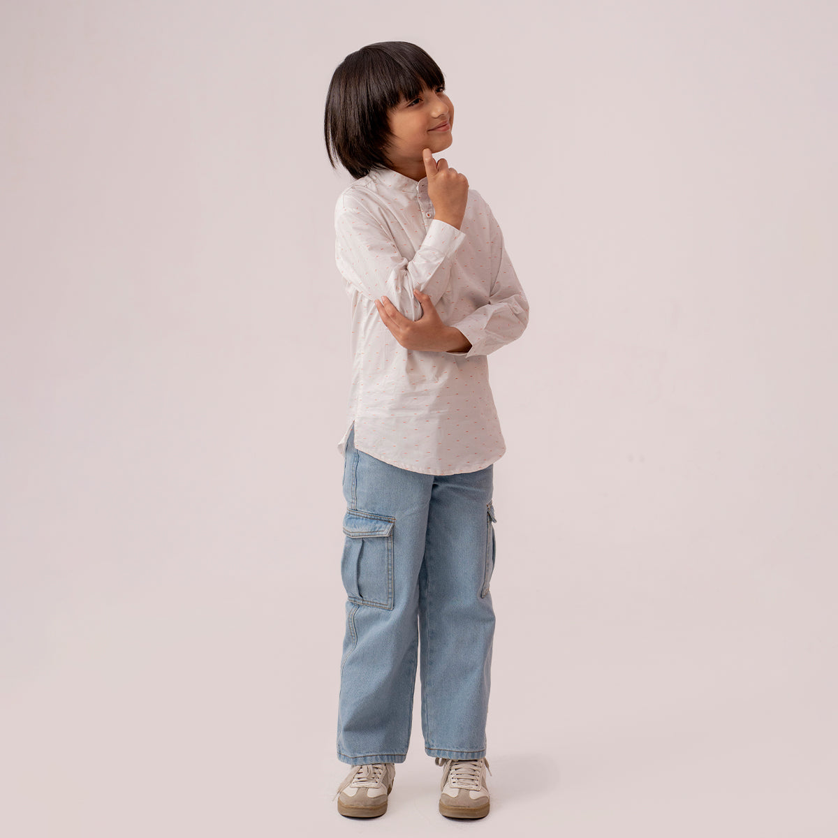 Boys white band collar full sleeve shirt BTW-0007