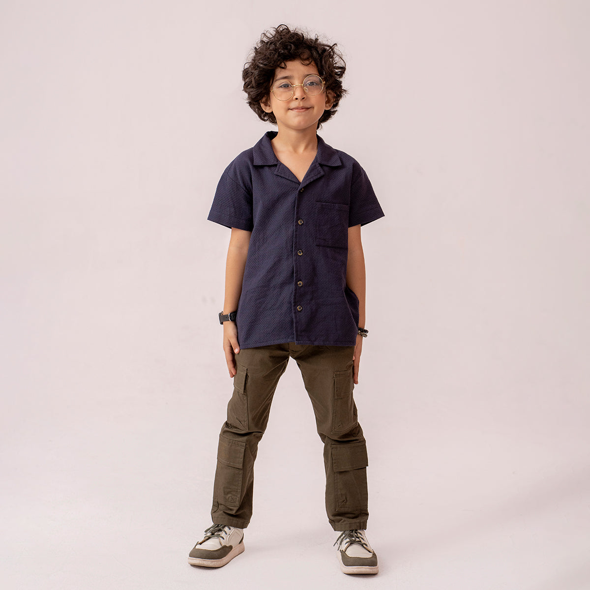Boys navy resort collar half sleeve shirt BTW-0008
