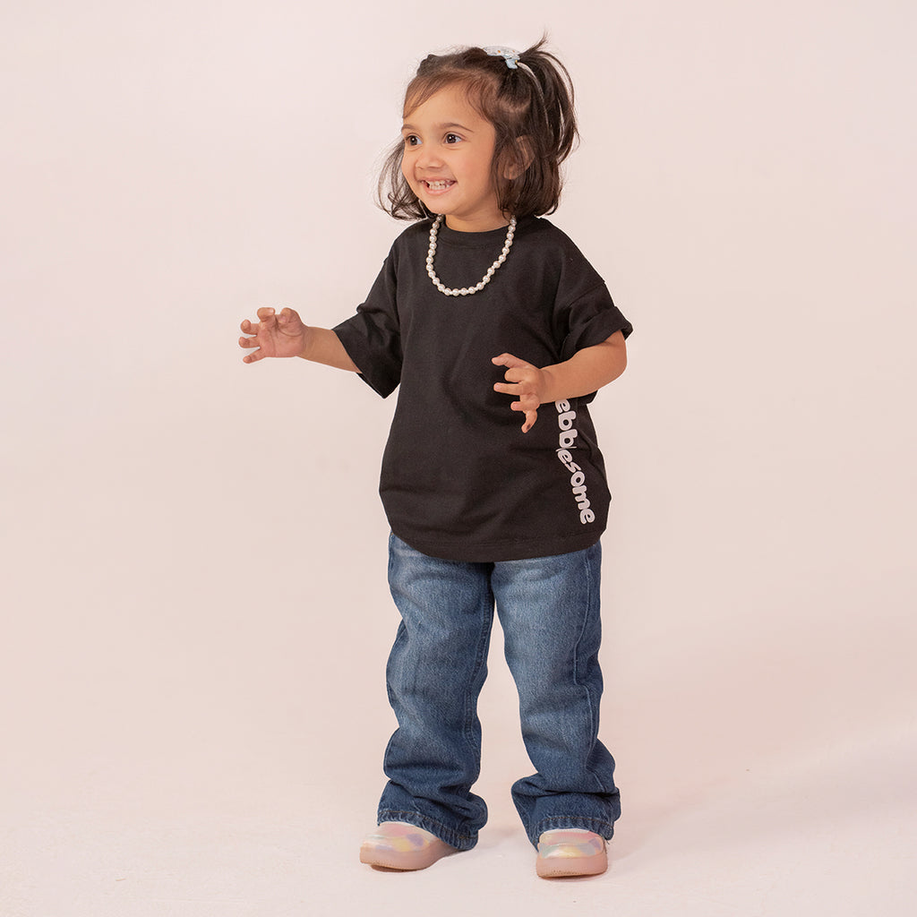 Girls oversized t-shirt Black BTK-0013