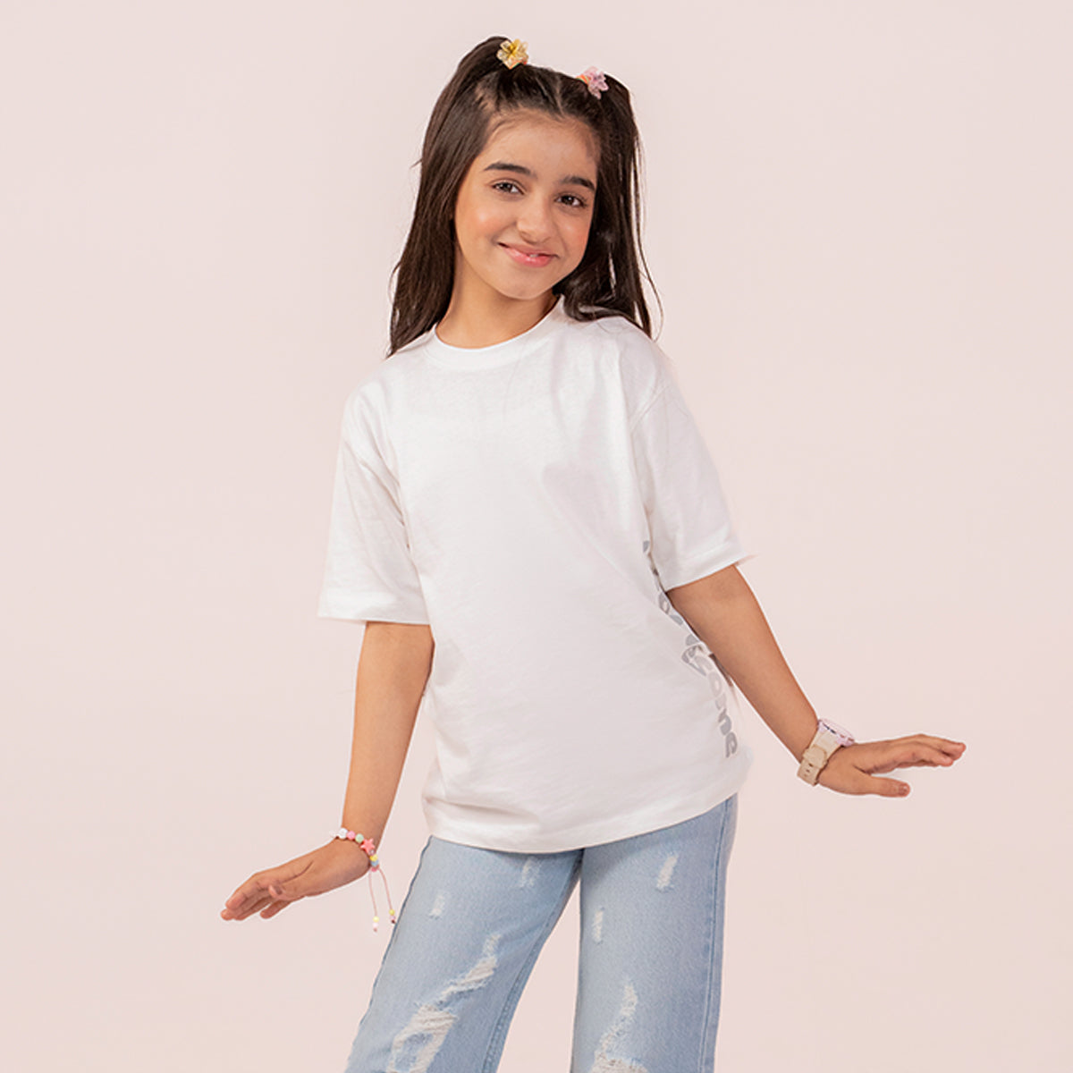 Girls oversized t-shirt White BTK-0013
