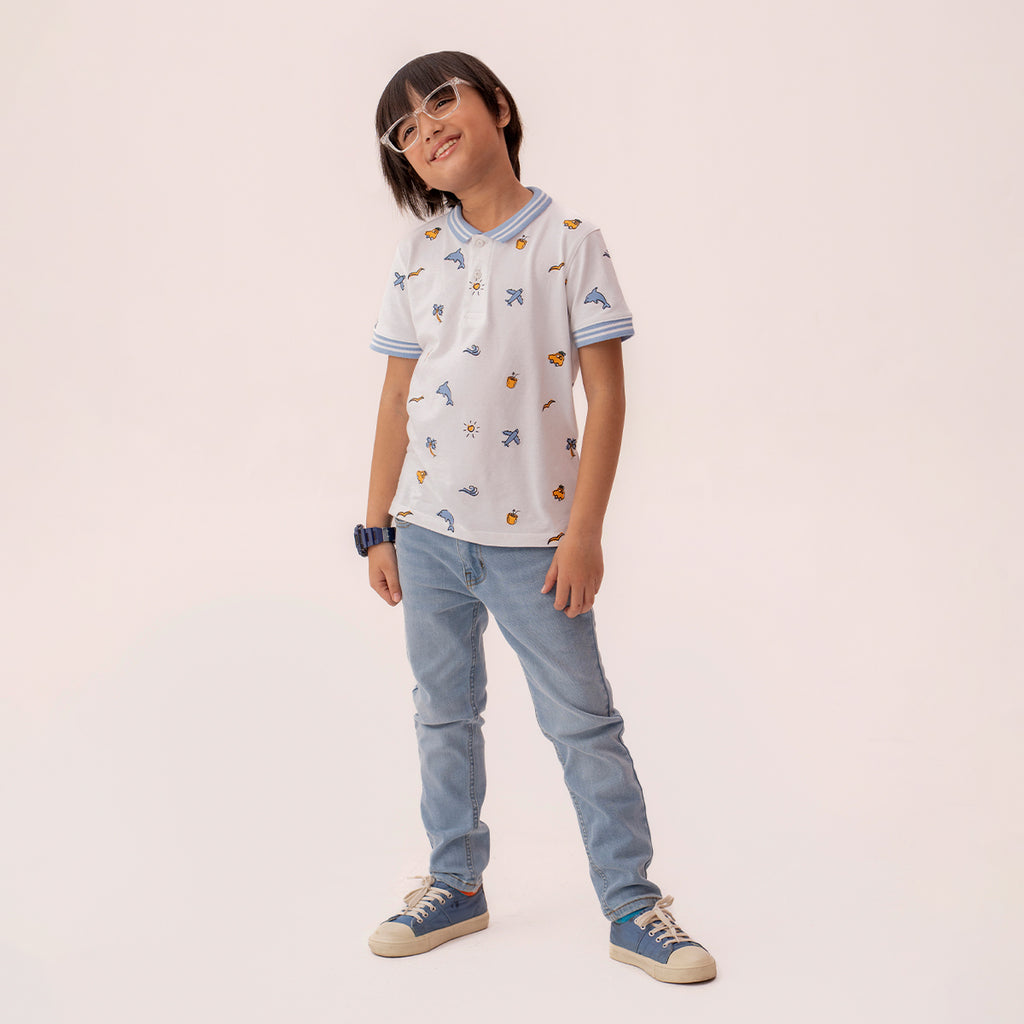 Boys white polo shirt BTK-0002