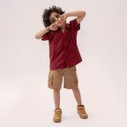 Girls maroon resort collar half sleeve shirt BTW-0003