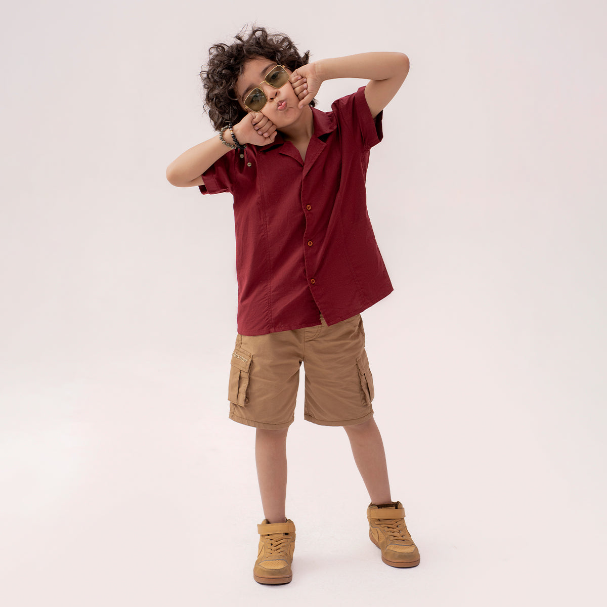 Girls maroon resort collar half sleeve shirt BTW-0003