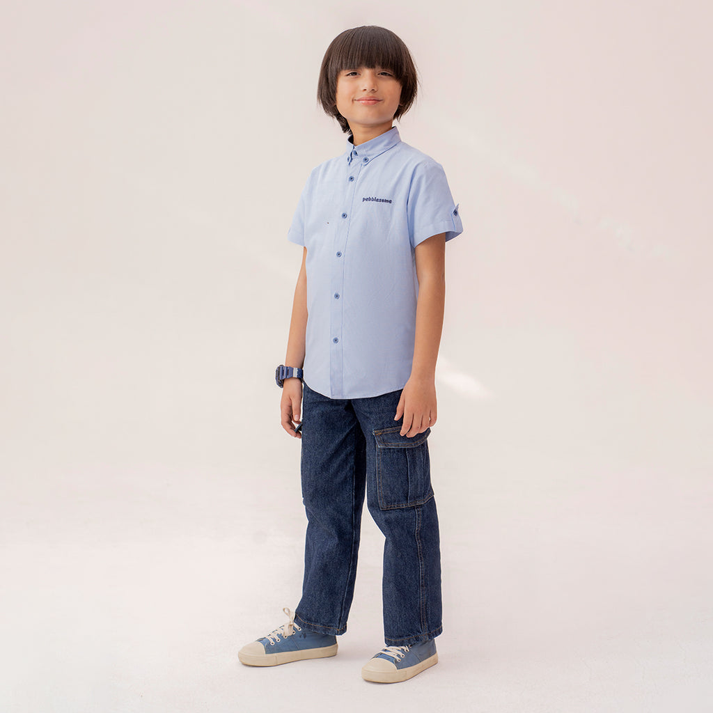 Boys sky blue formal half sleeve shirt BTW-0004