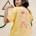 Girls yellow printed oversized tee - GTK0007