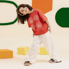 Girls raspberry seashell print oversized tee - GTK0008