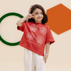 Girls raspberry seashell print oversized tee - GTK0008