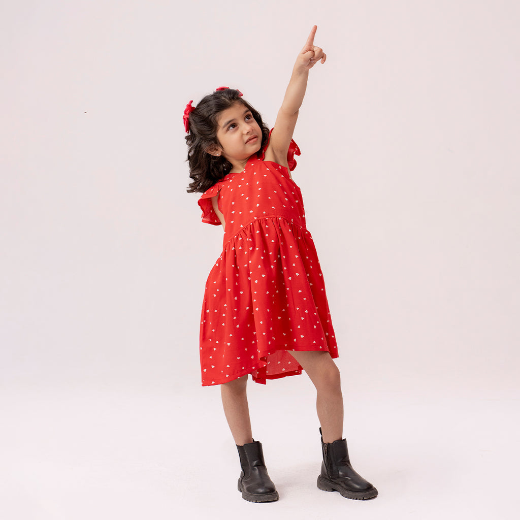 Girls red dress GTW-0010