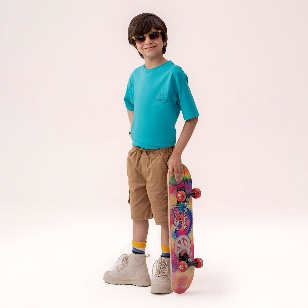 Boys turquoise oversized t-shirt BTK-0008