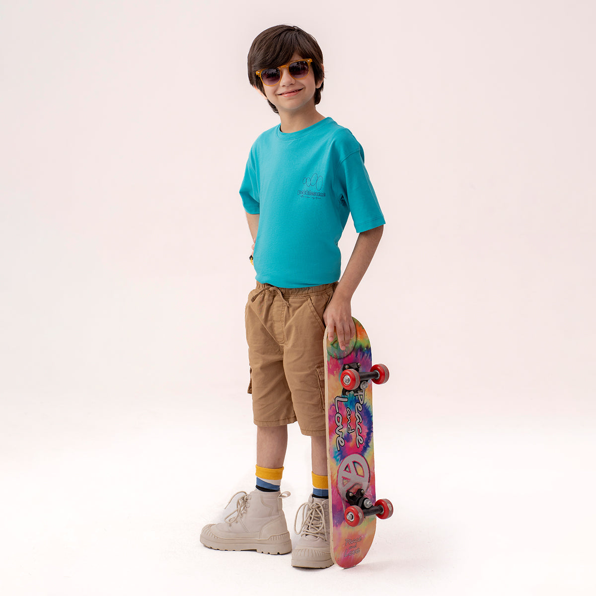 Boys turquoise oversized t-shirt BTK-0008