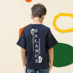 boys navy blue back printed oversized tee - BTK0016