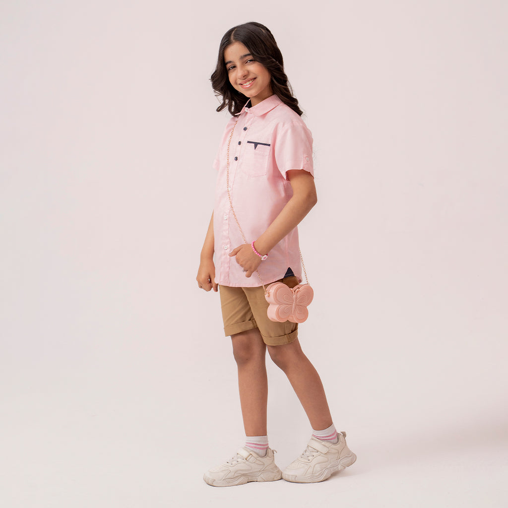 Girls pink formal half sleeve shirt BTW-0005