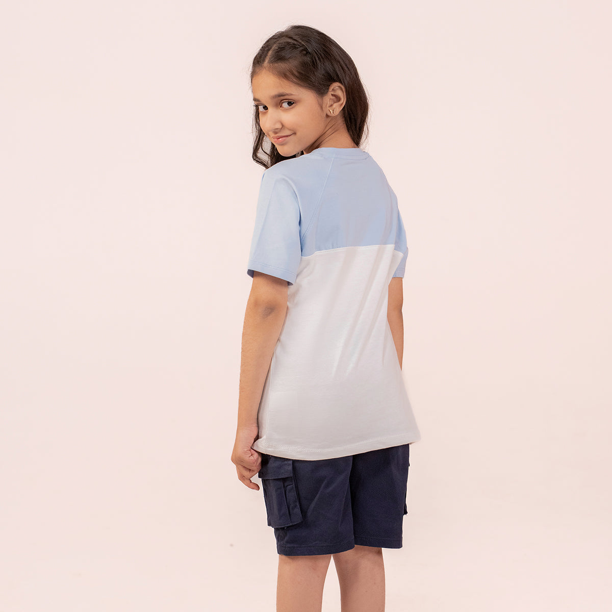 Girls white-sky blue t-shirt BTK-0010