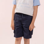 Boys twill cargo shorts Navy BBT-0002