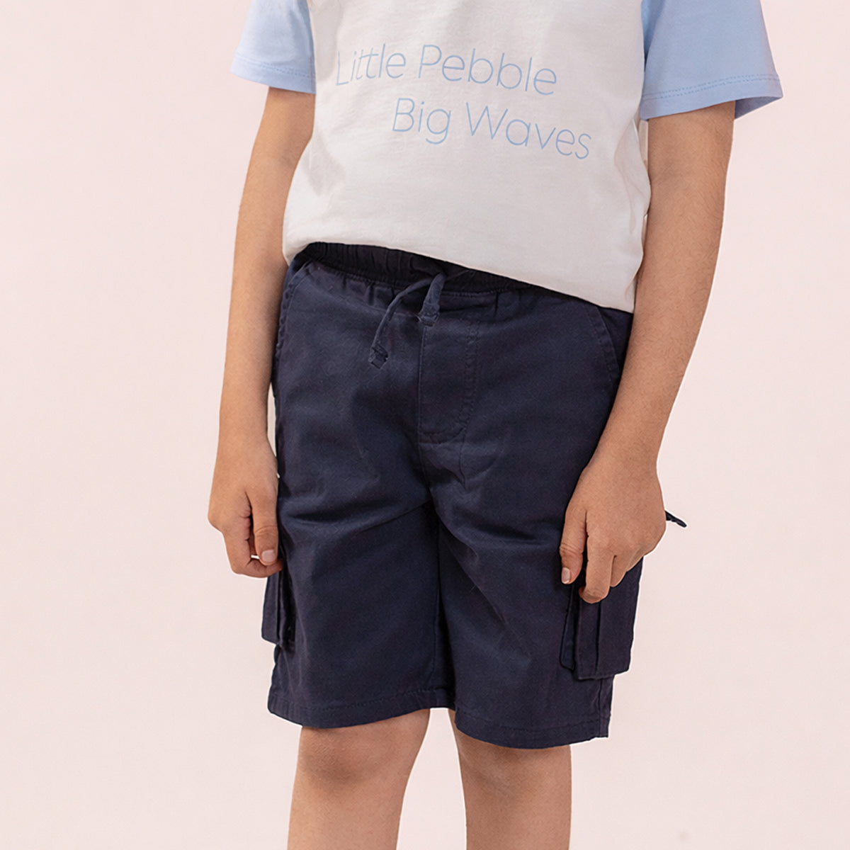 boys twill cargo shorts Bluish Black BBT-0002