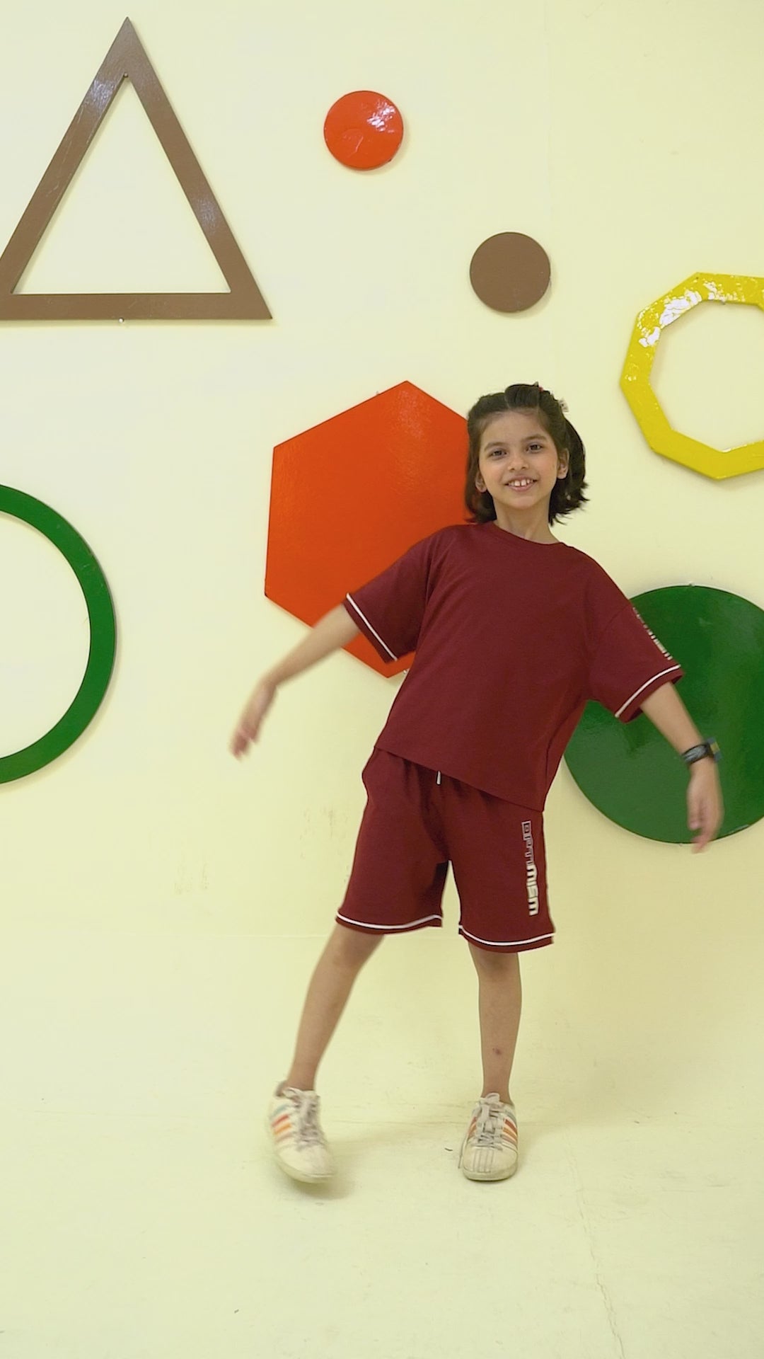 Girls maroon minimalist oversized co ord set - GSK0002