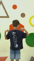 Boys navy blue back printed oversized tee - BTK0016
