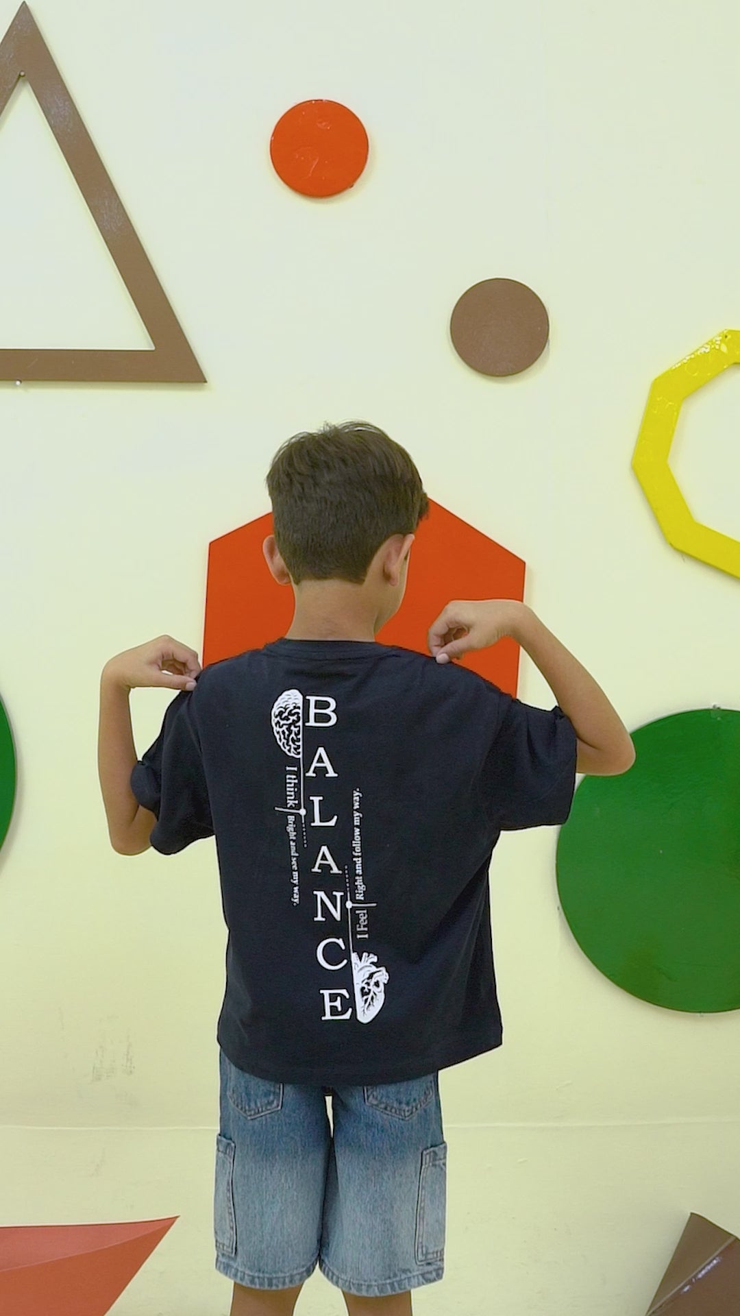 Boys navy blue back printed oversized tee - BTK0016