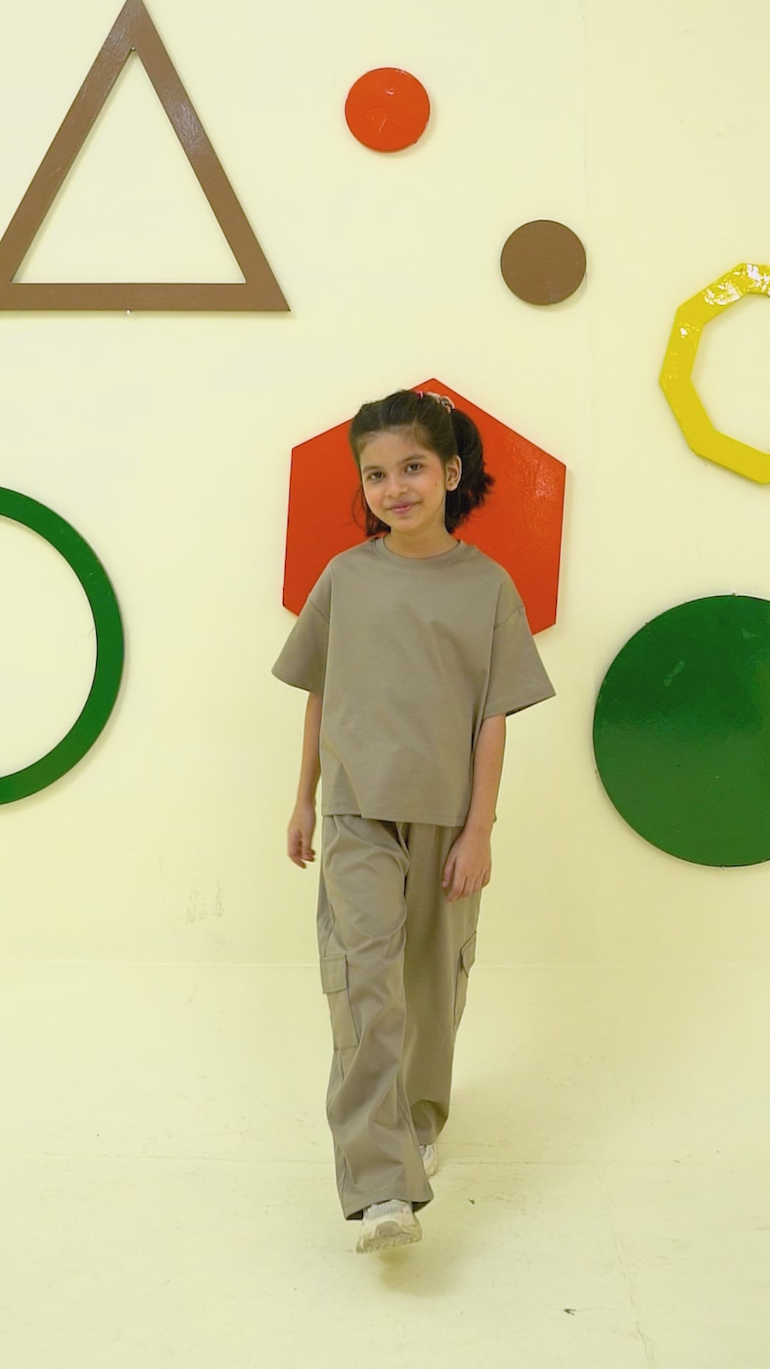 Girls light olive cargo oversized co ord set - GSK0003